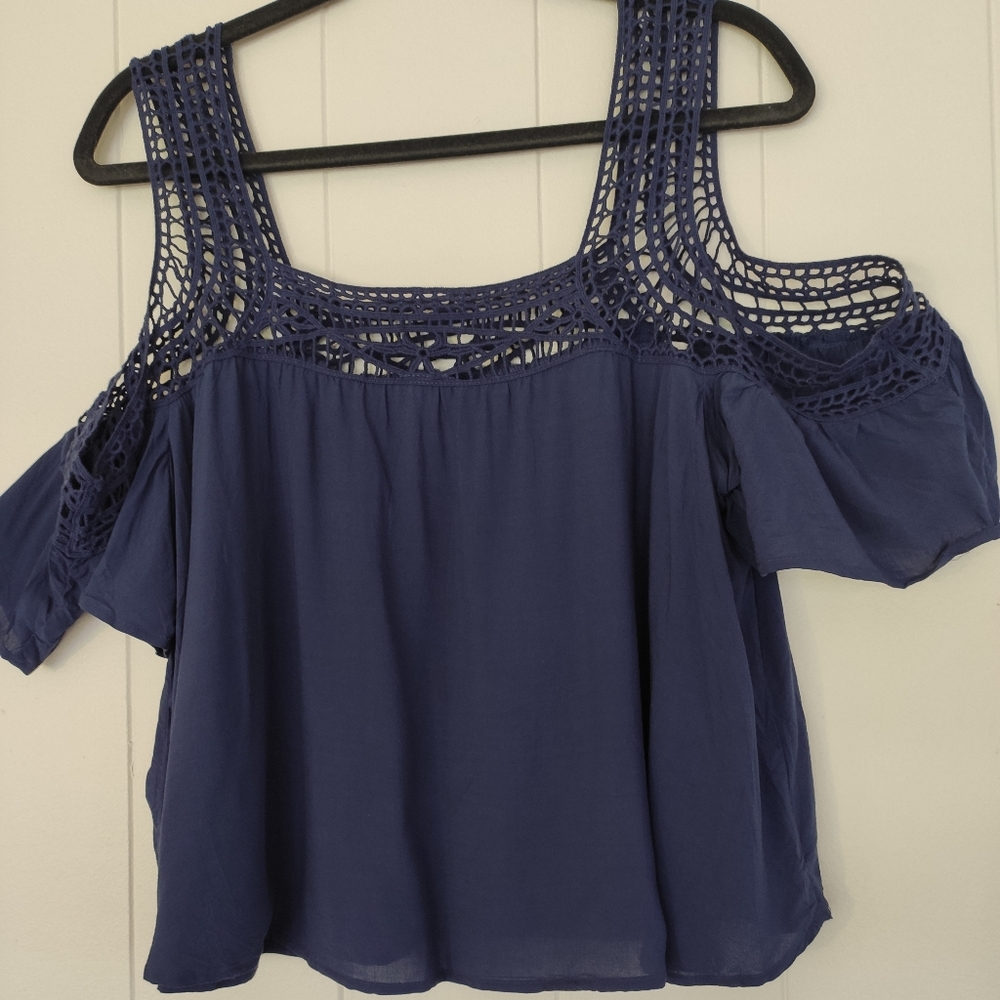 Blue Navy Off Shoulder Top